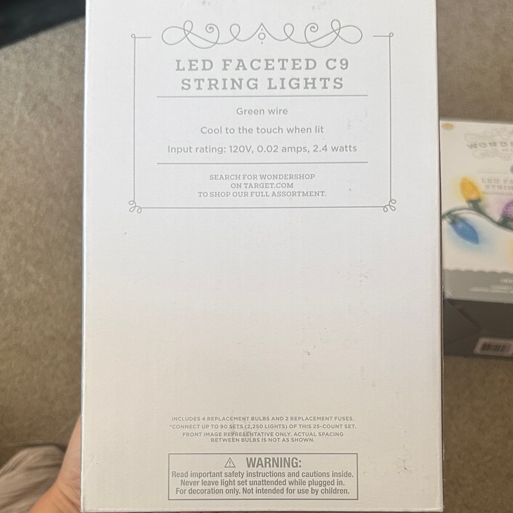 BUNDLE OF 3! New in Box - Wondershop Multicolor Faceted C9 Holiday String Lights - Picture 2 of 3
